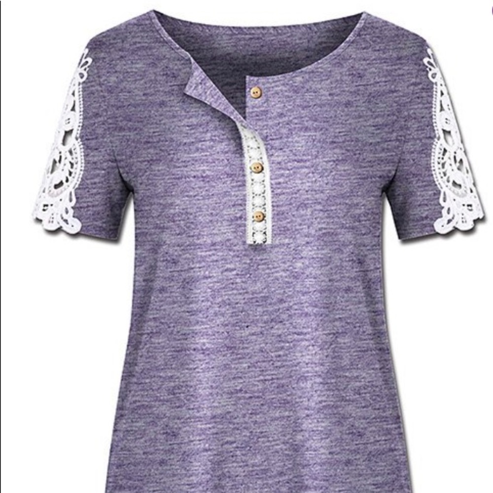 Purple Henley with crochet detail
